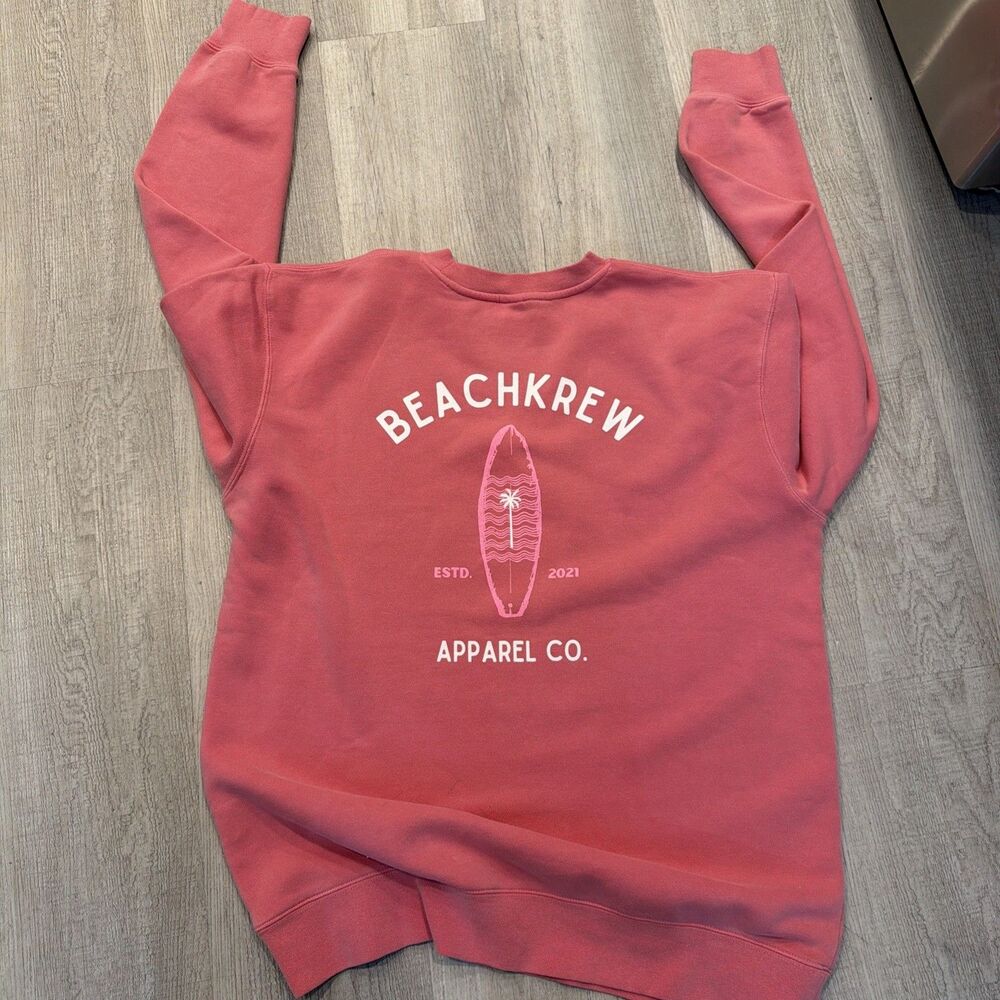 Beach Haven BK Pink Crewneck Sweatshirt Unisex Size Large